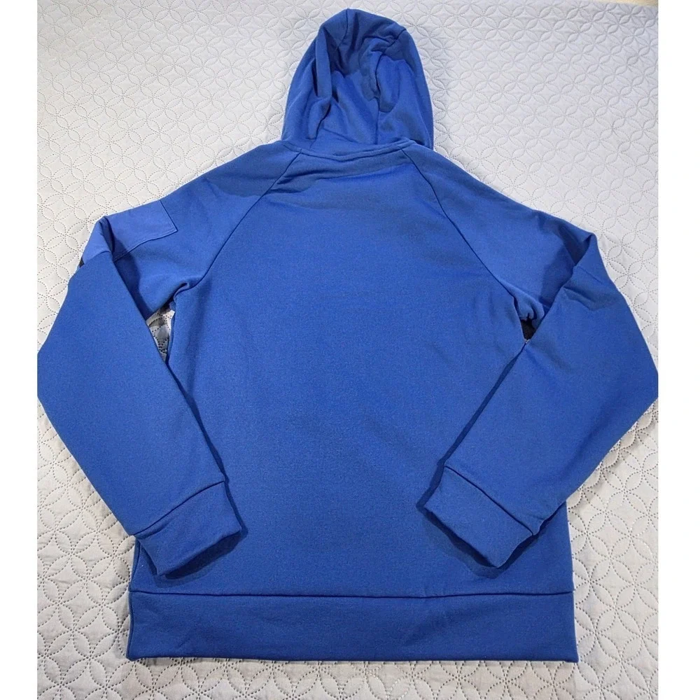 Members Mark Mens Tech Fleece Hoodie Blue Small NWT Security Zip Pocket Pullover